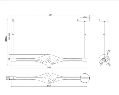Подвесной светодиодный светильник Maytoni Loop MOD290PL-L23BS3K